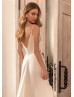 V Neck Ivory Satin Cutouts Laconic Wedding Dress